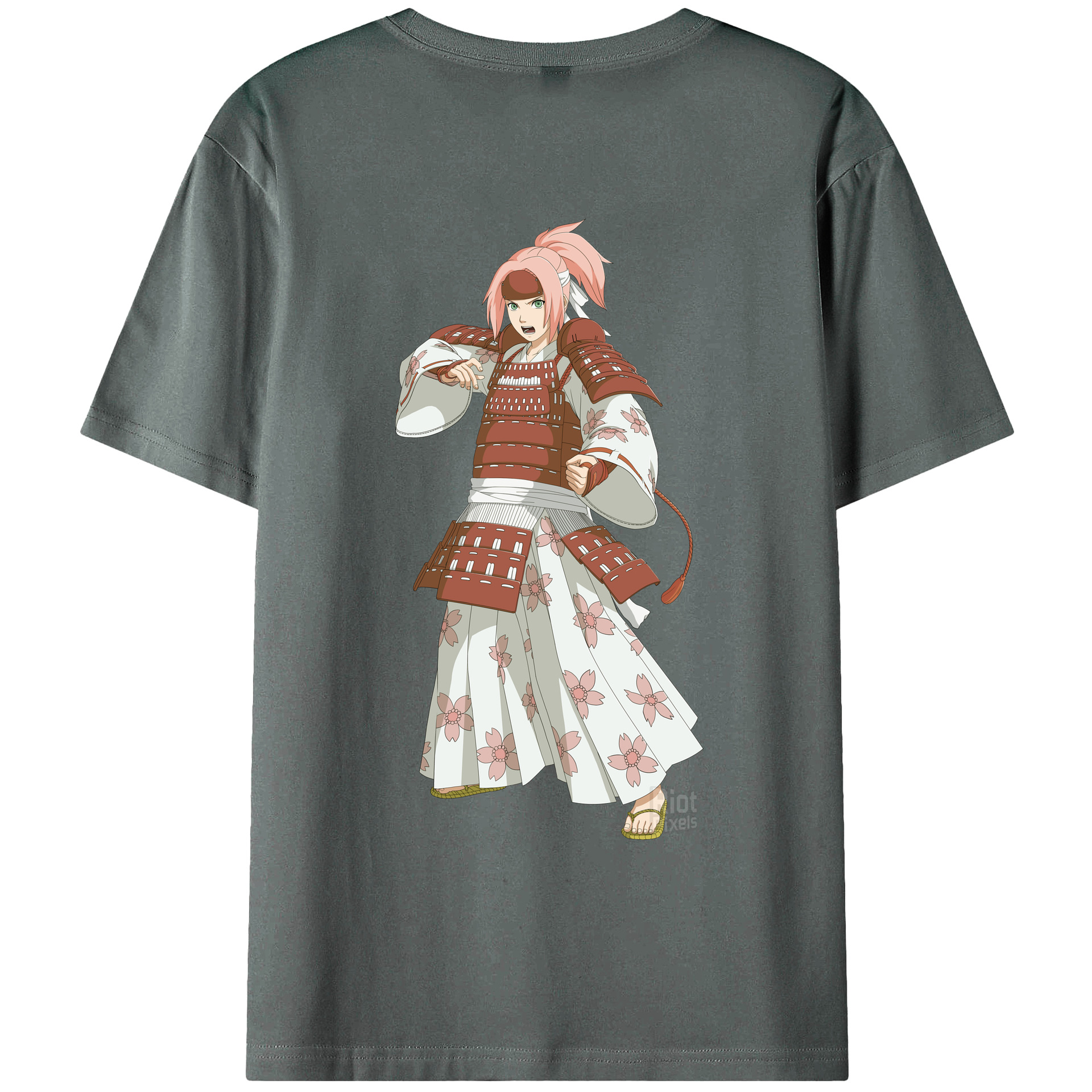 （画像用） NARUTO -ナルト- 春野サクラ Haruno Sakura 綿100％ メンズ半袖Tシャツ（バックプリント） 通気性